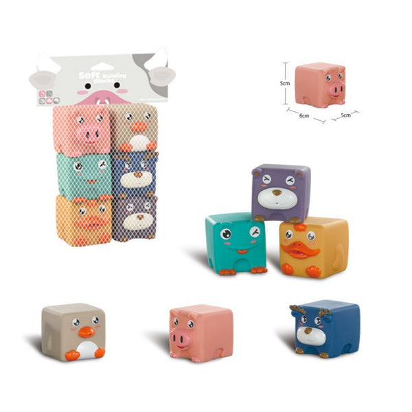 Cross-border  children's cartoon cognitive soft rubber relief animal building block early education pinch called DIY fun toys