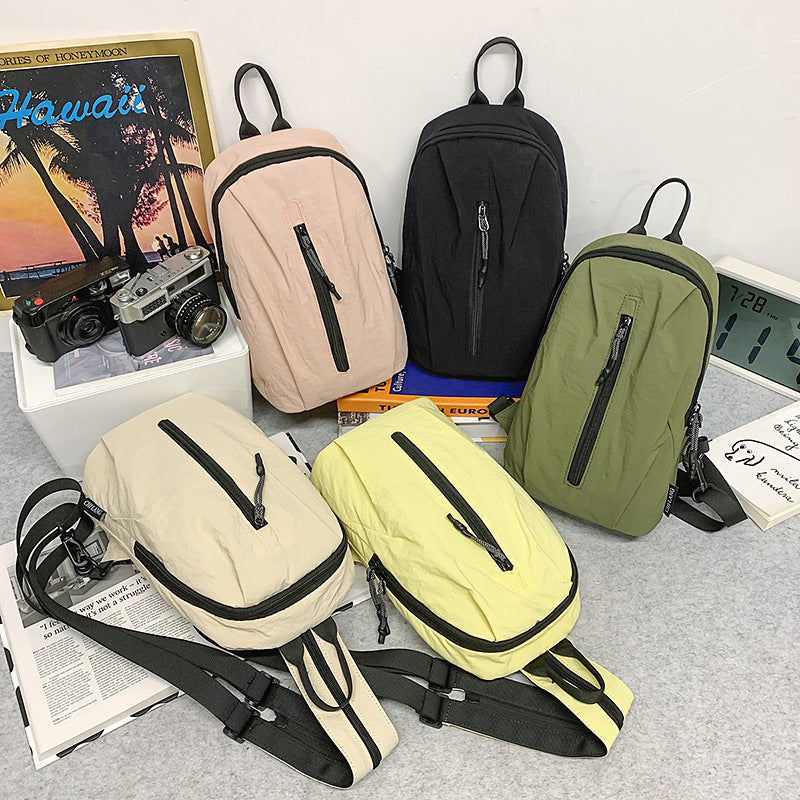 New large-capacity spring outing lightweight small backpack outdoor sports cycling breast bag Korean version versatile trend messenger bag
