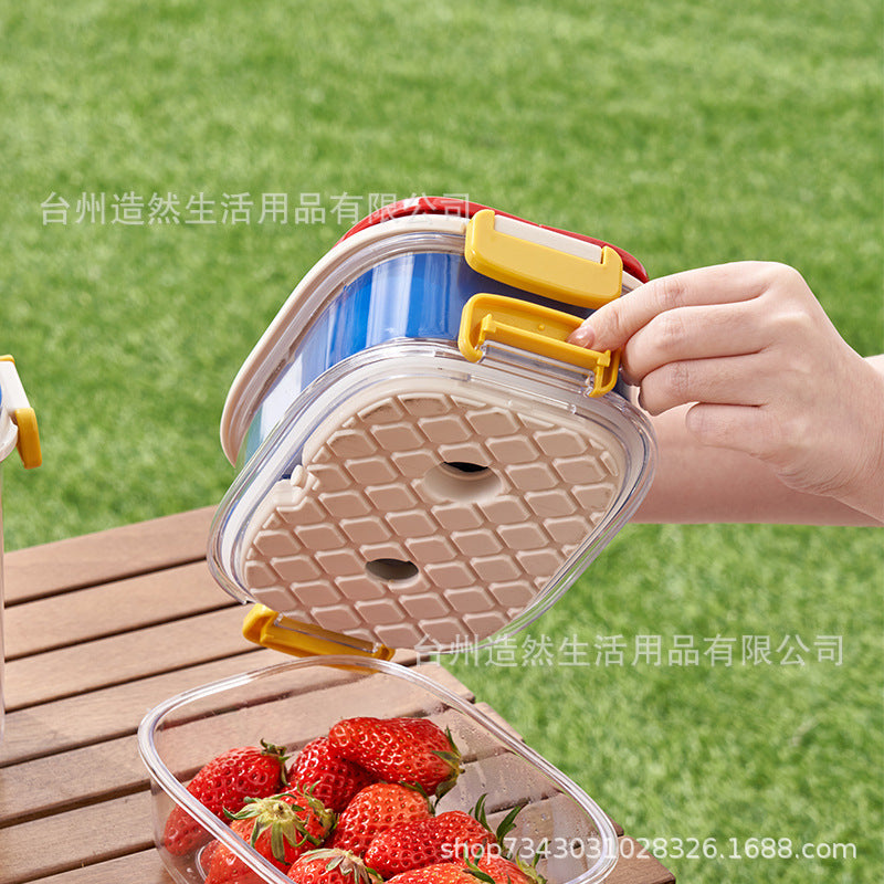 Portable fruit chilled crisper with filtered water outdoor camping picnic food sealed bento lunch box small refrigerator