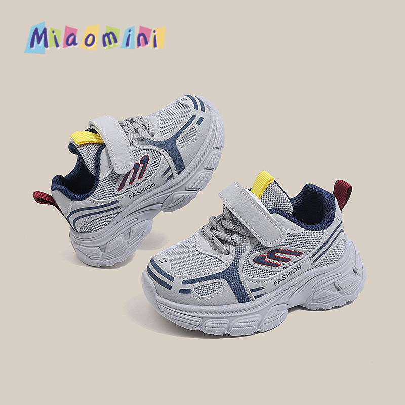 spring new children's athletic shoes, breathable mesh boys' running shoes, soft sole girls' chunky sneakers, ages 1-6