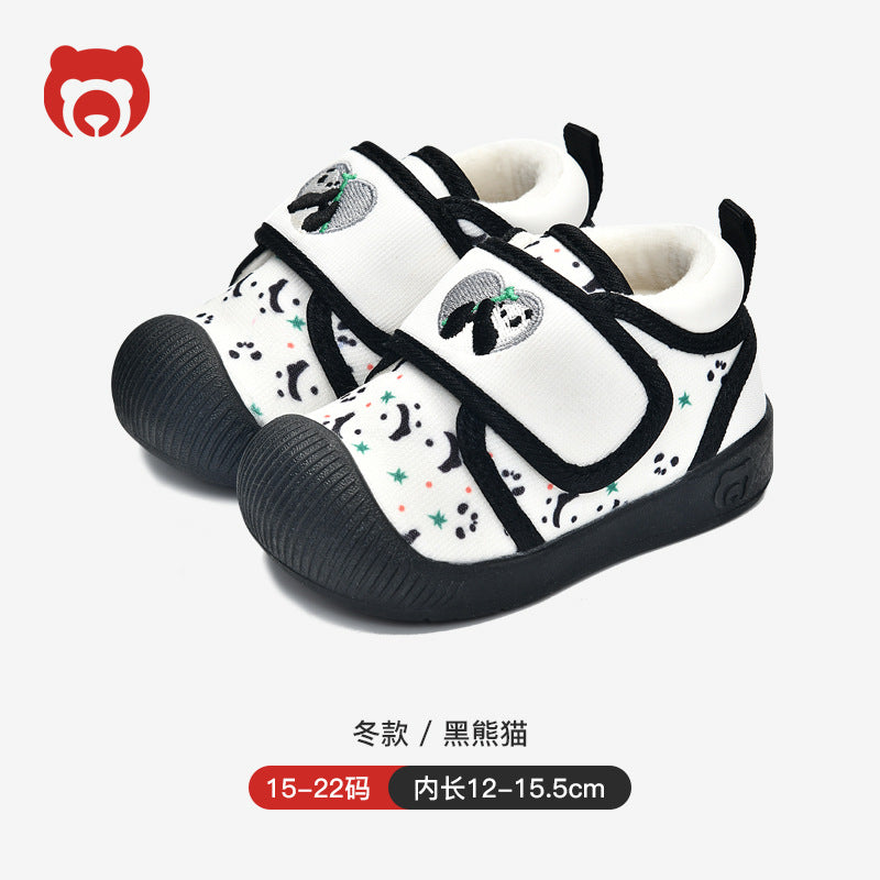 Toddler shoes for baby boys 0-1-3 years old, autumn/winter infant and toddler shoes for baby girls, soft sole functional fleece-lined thickened cotton shoes