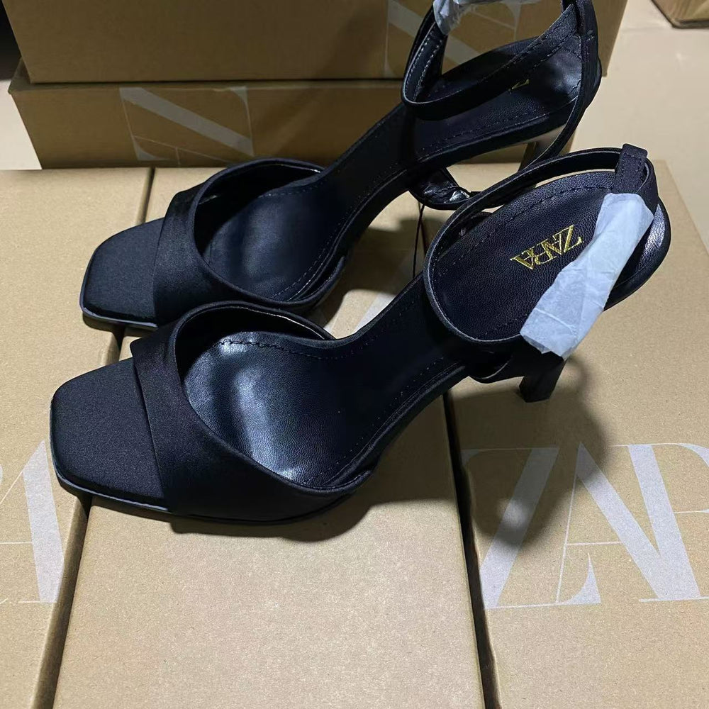 Za new arrivals: 2025 spring/summer french-style stiletto heels - elegant ankle-tie pumps in black and beige for fashion