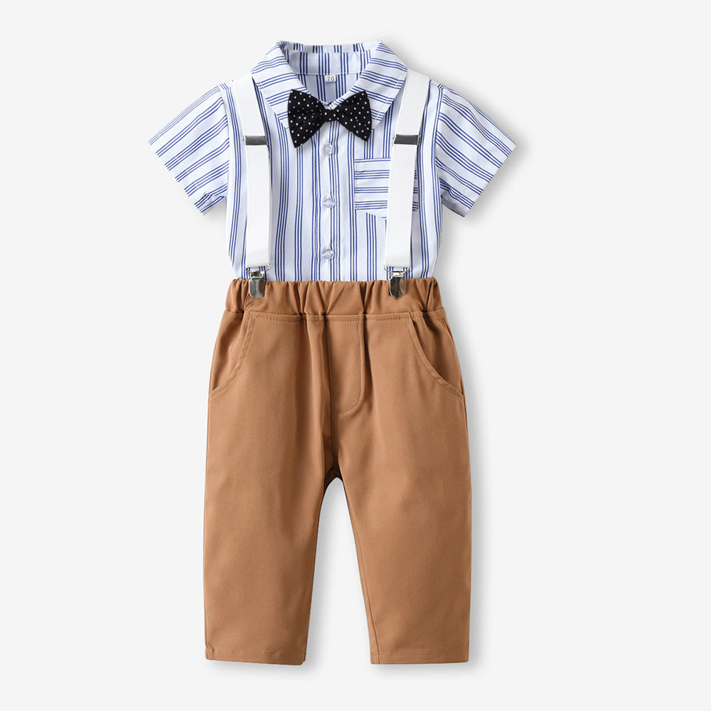 Export children's clothing boys' formal wear kids' suit boy's short-sleeved shirt emcee performance costume flower girl baby's first birthday outfit
