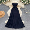 Classy seaside vacation knitting long skirt female sexy waist slimming lookelegant royal sister tube top medium longdress