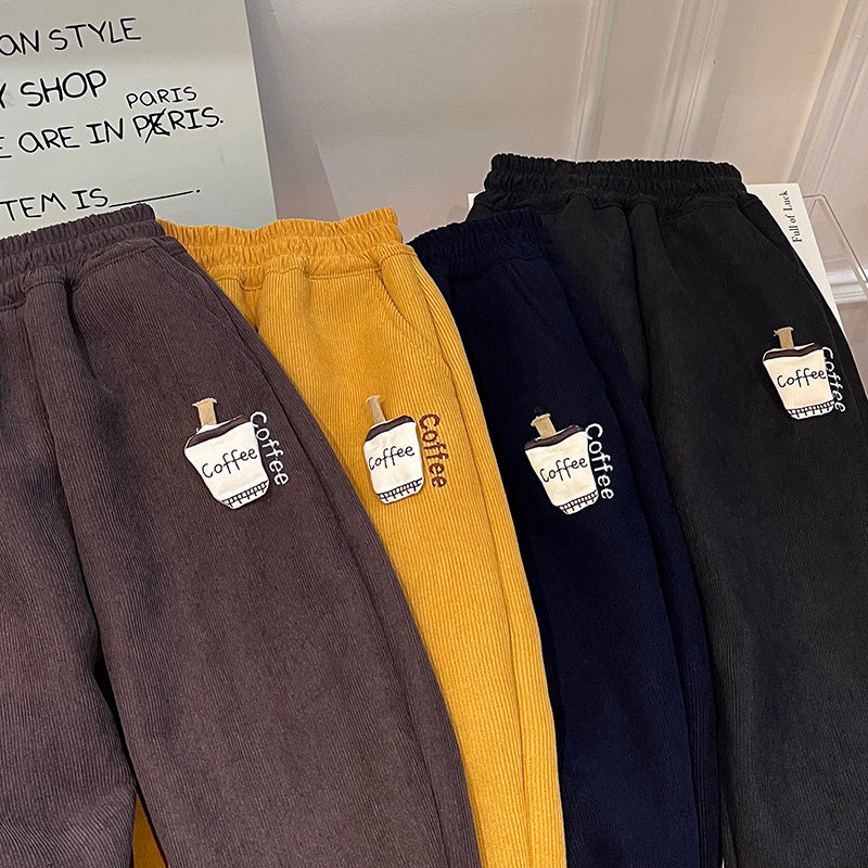 Girls' fall/winter fleece-lined thickened casual pants, baby girls' warm outerwear sweatpants, fashionable casual cotton pants, trendy children's clothing