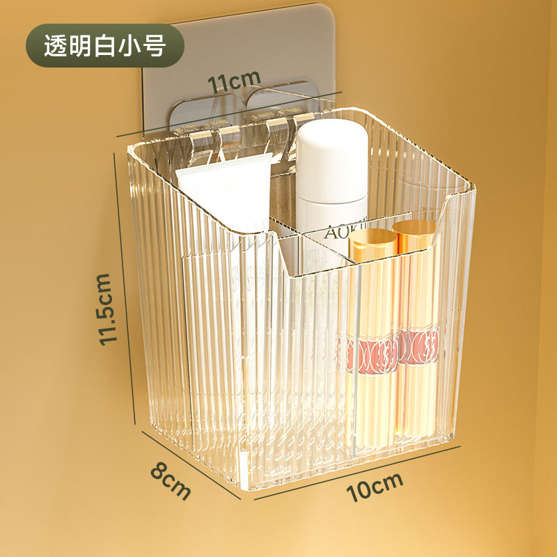 Bathroom mirror cabinet storage box wall-mounted storage rack punch-free bathroom sink toilet wall storage cabinet tube