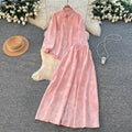 French chic two-piece set: autumn lantern sleeve blouse & high-waisted maxi skirt - effortless style for work or play