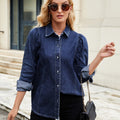 European and american cross-border foreign trade women's spring and summer new  independent station washed shrug denim long-sleeved shirt tops