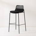 Nordic designer outdoor bar stool - minimalist island chair with plastic & iron backrest - high bar stool for cafes & restaurants