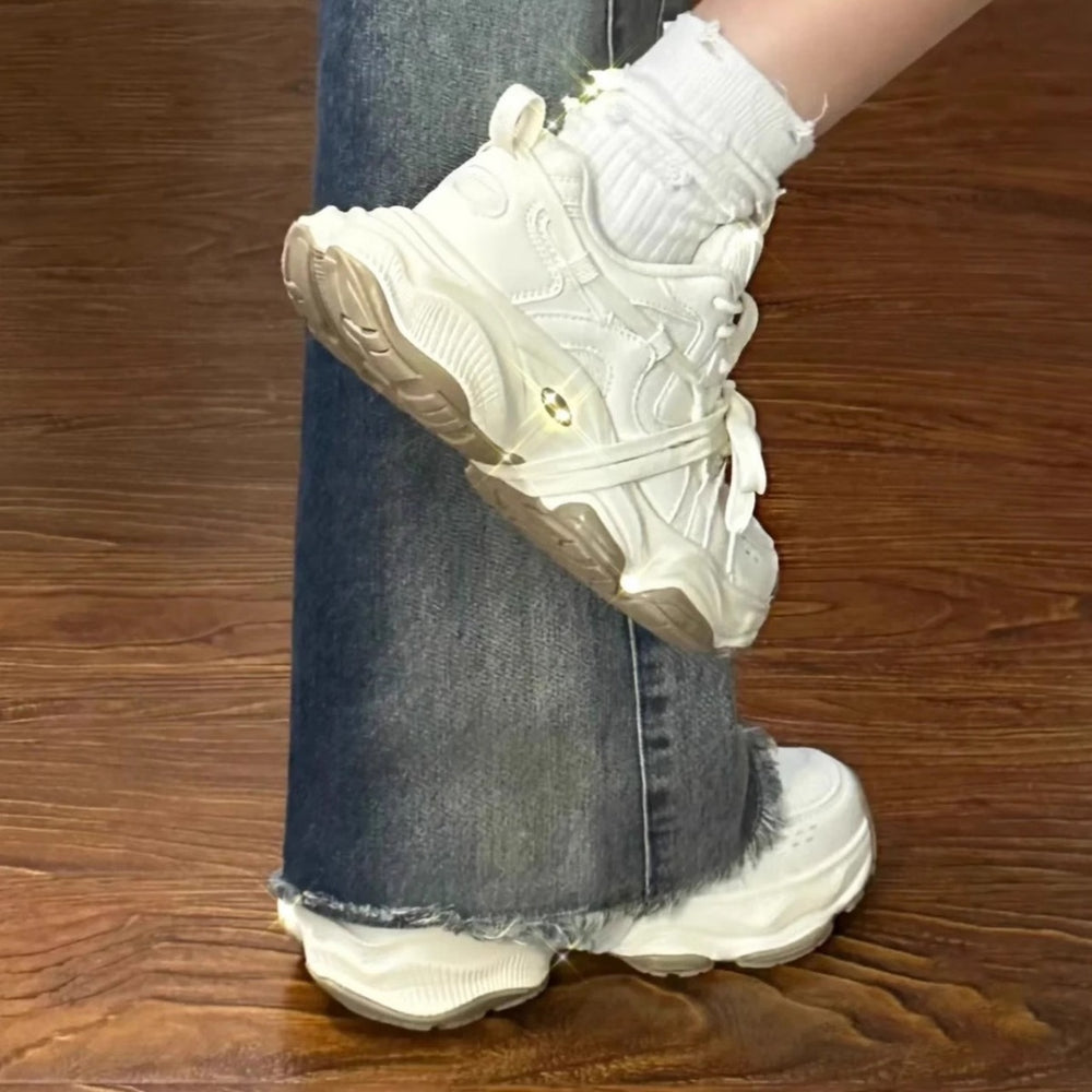 Best selling shoes women's dad shoes thick sole height increasing 2026 spring and summer new ins trendy cool casual sports white shoes