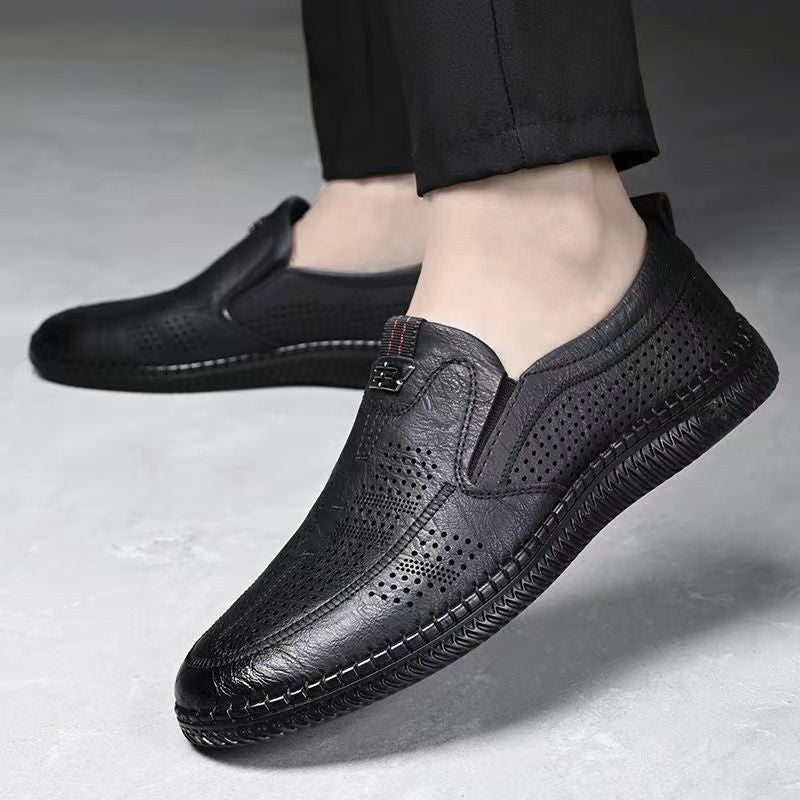 New arrival business hole cool leather shoes men's casual wedding groom british sandals summer breathable youth pointed toe men's shoes