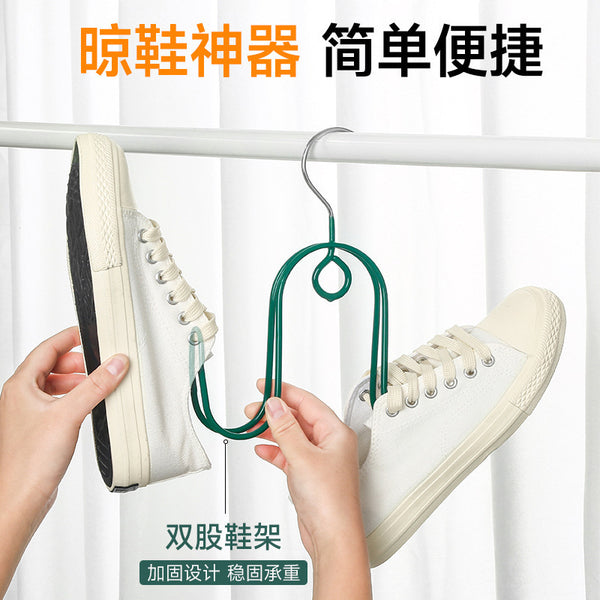 Shoe drying rack Multifunctional shoe drying rack Hanging hanger Shoe drying bold windproof balcony Double hook shoe drying rack Wholesale