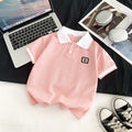 Kids' short-sleeve t-shirt, children's summer clothing, half-sleeve polo shirt, mid-to-large size boys' summer lightweight top, trendy yh style