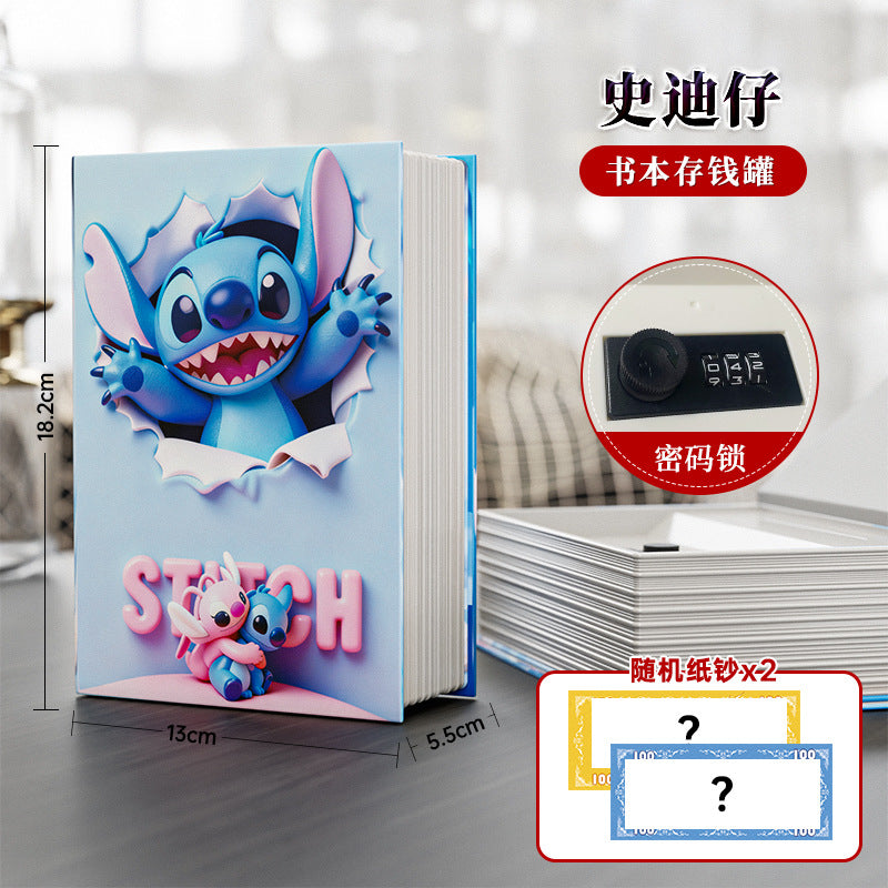 Labubu cartoon animation piggy bank new arrival book style girl girl safe savings box exquisite book cover imitation