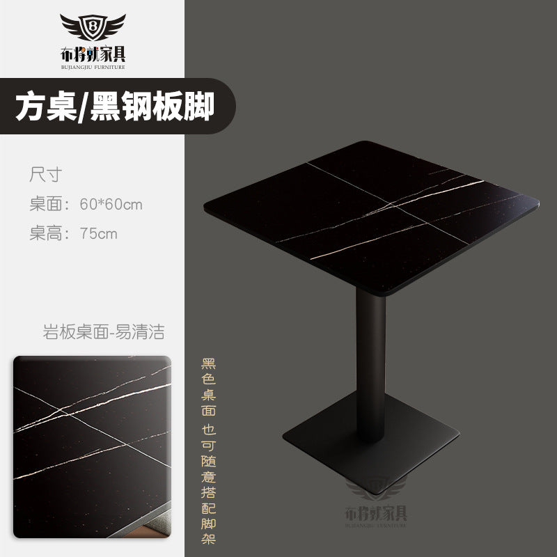 Bar table and chair combination, rock slab canteen dining table, commercial milk tea shop long table, reception and negotiation, cafe small round table
