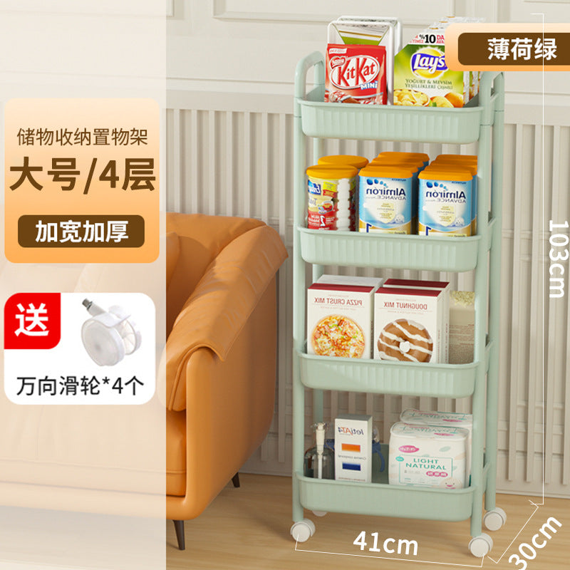 Multi-tier rolling cart organizer - portable storage rack for snacks, kitchen, bathroom, and more