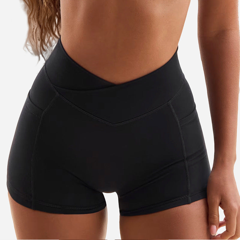 High elastic halter sports intimates bra beautiful back bra cross waist fitness three-quarter shorts yoga wear sports suit