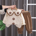 Girls' spring korean style long-sleeve outfit: sweet, three-piece set with 3d floral sweater vest for baby girls