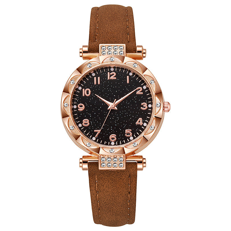 Women's faux leather strap digital luminous quartz watch - simple fashion wristwatch for students