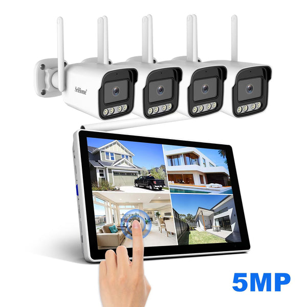 SriHome500万高清触屏监控套装4/8路无线摄像头手机远程监控CCTV