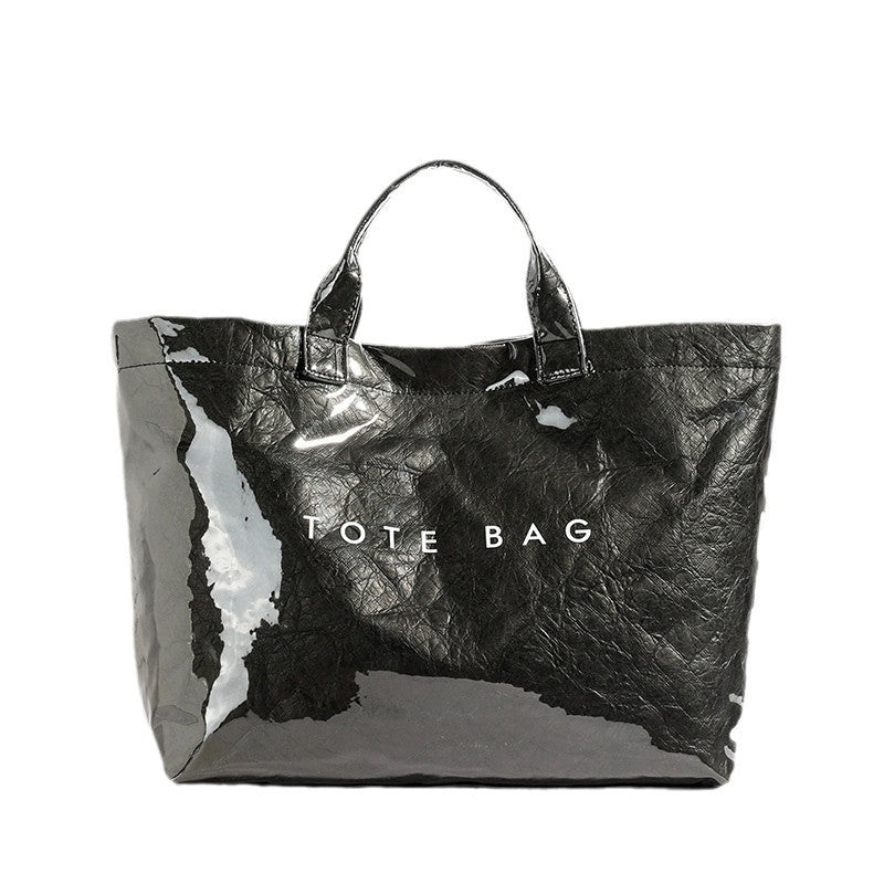 Customized washed composite DuPont paper bag Customized kraft paper tote bag Textured waterproof handbag Environmental protection bag tide