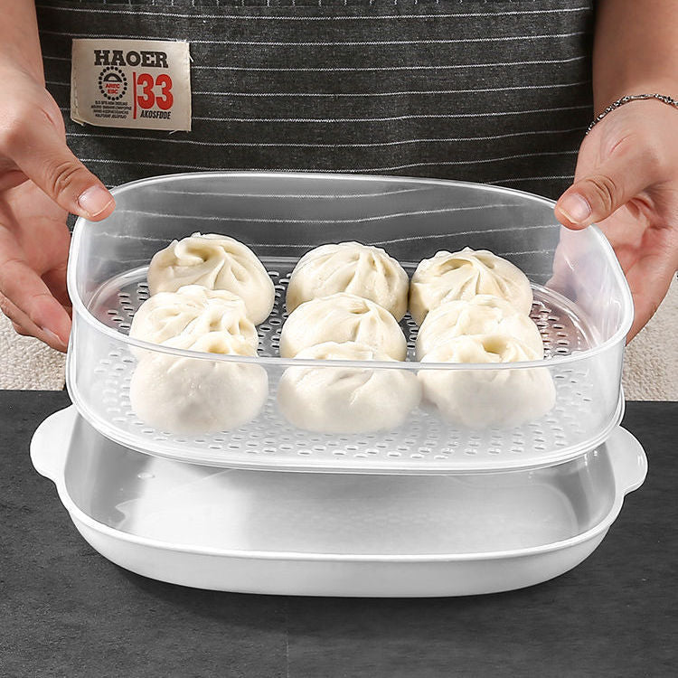 Microwave-safe steaming container - food-grade transparent steamer for hot steamed buns, multi-purpose hot dish keeper with lid for home use