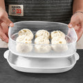 Microwave-safe steaming container - food-grade transparent steamer for hot steamed buns, multi-purpose hot dish keeper with lid for home use