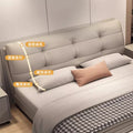 Modern casual genuine leather bed master bedroom soft pack fairy puff leather art bed cream style classy bedroom furniture bed master bedroom