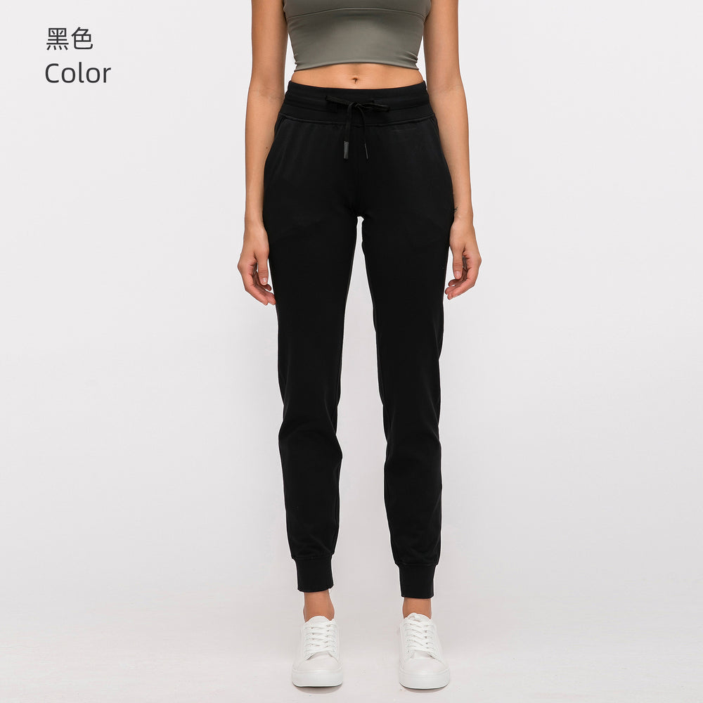 high waist yoga pants women's drawstring quick-drying elastic running fitness pants slimming look jogger pants sports pants d19069