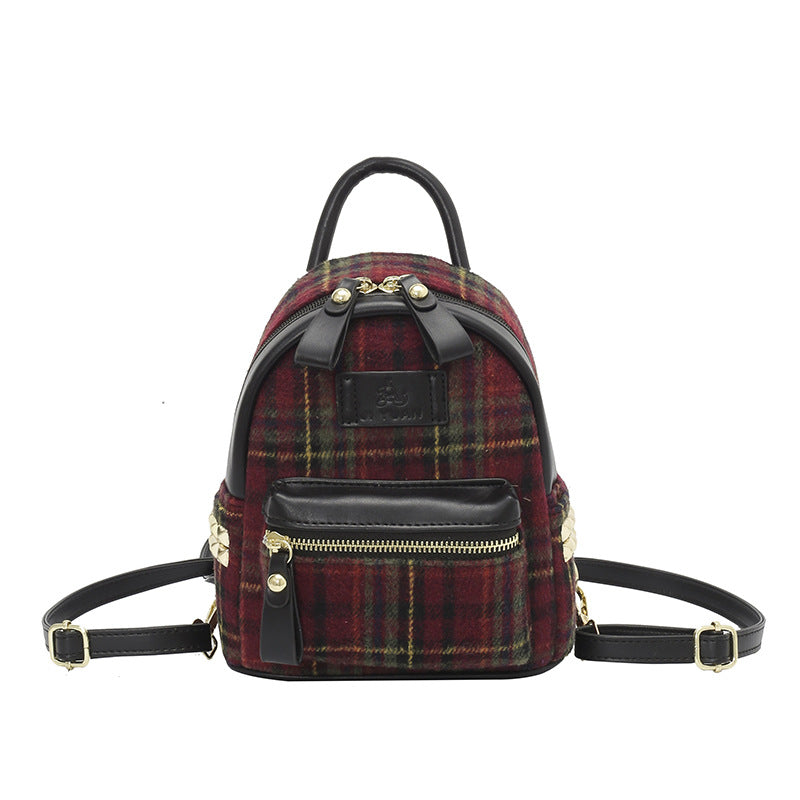 2025 trending wool plaid pillow bag women's new simple fashion backpack - ins style