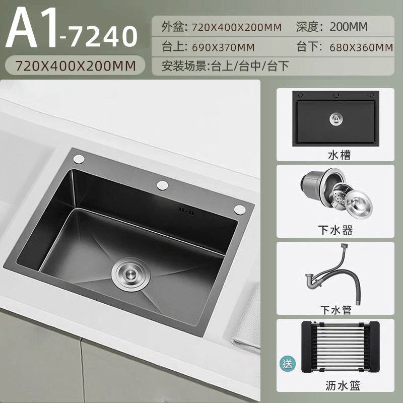 Nojo sink large single slot double slot modified single slot thickened sus304 stainless steel kitchen sink on the table middle and lower