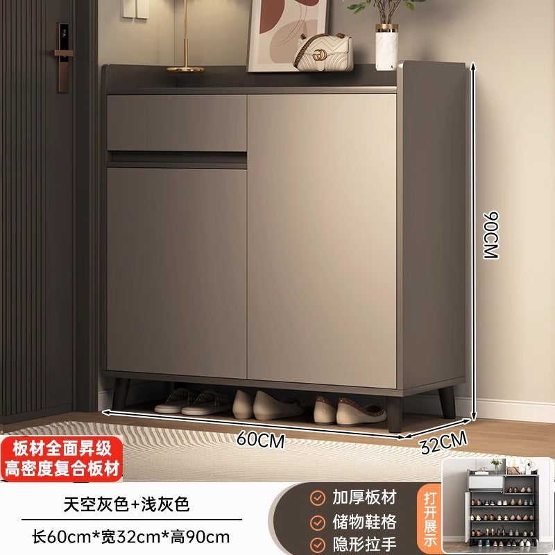 Shoe cabinet household door storage cabinet integrated against the wall simple door porch cabinet locker solid wood legs home shoe rack