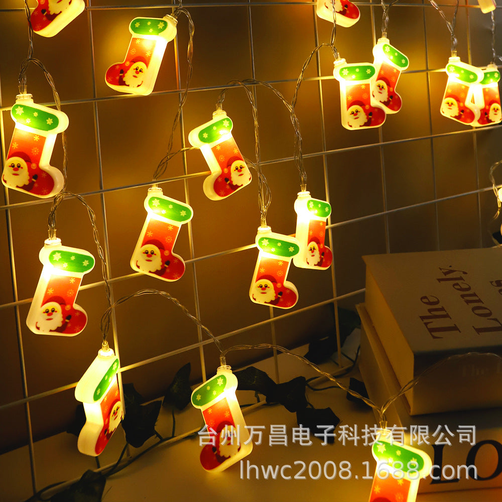 Cross-border LED Christmas stockings light string Creative Christmas decorative light string LED Christmas decoration flash light string
