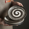 Japanese-style ceramic dinner plates - shallow plates, flat plates, western dinnerware, high-end hotel tableware, steak plates, retro & stylish serving dishes
