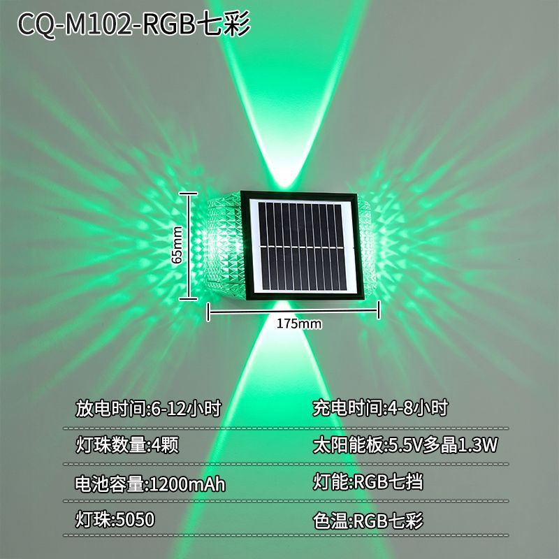 Solar powered outdoor wall washer lights - waterproof garden landscape lighting for decorative ambiance