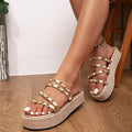 2026 new arrival: rivet-embellished gold braided platform slides - wholesale summer slippers for cross-border e-commerce in europe, america, and southeast asia