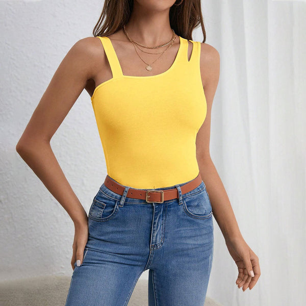 European and American  independent station women's clothing spring and summer new simple and versatile suspender vest fashionable outer sleeveless top