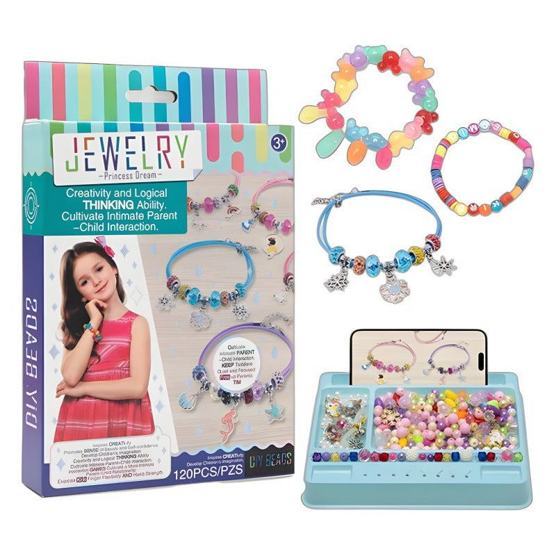 Cross-border export  children's play house handmade DIY beaded girl makeup toys jewelry beaded gift box