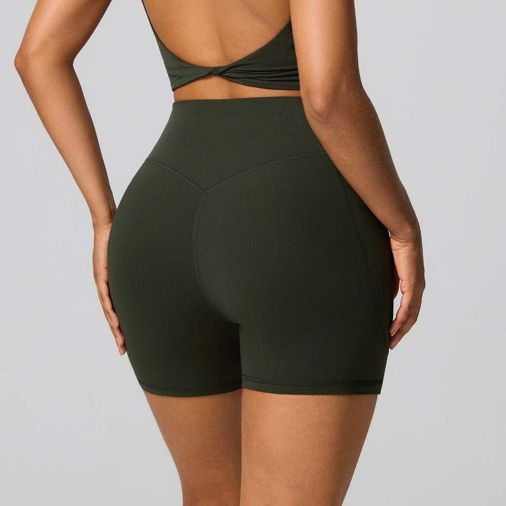 new arrivalhigh waist shaping yoga pants running fitness high elastic yoga shorts hip lifting tight flap pocket pants sports pants