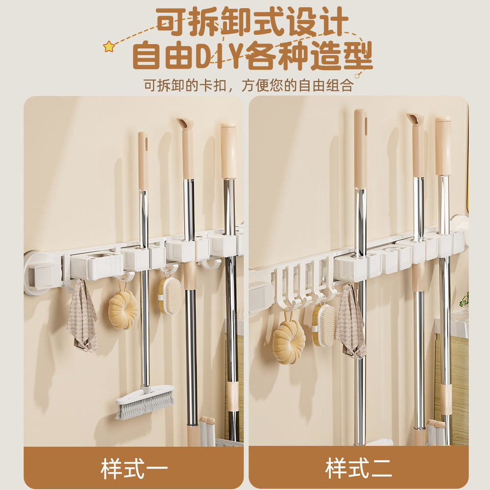 Suction cup mop holder hook punch-free bathroom wall-mounted mop clip broom storage rack rag storage fixed rack