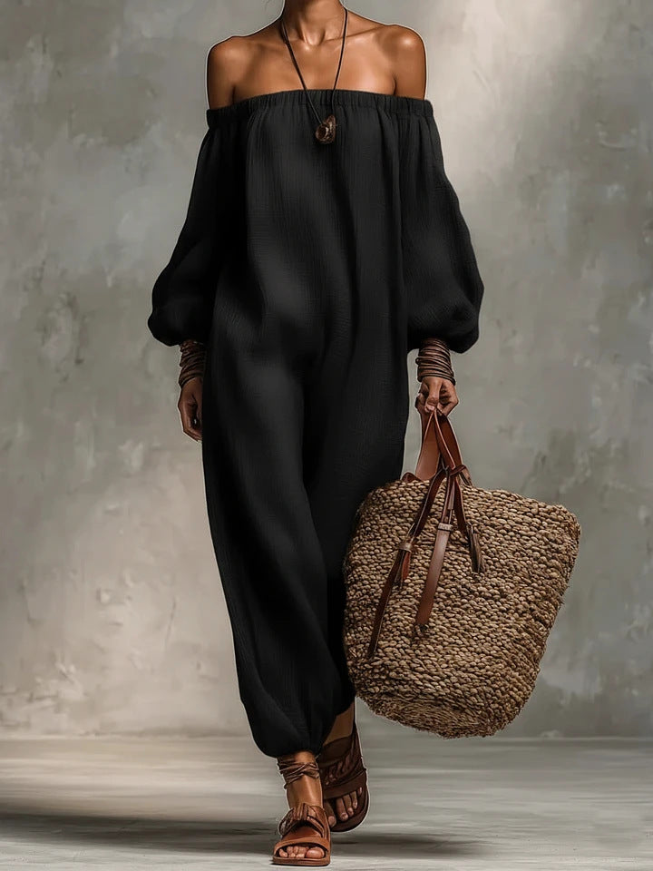 Ready-to-ship  new summer collection: women's off-the-shoulder cotton linen casual dress - perfect for cross-border e-commerce and independent online stores