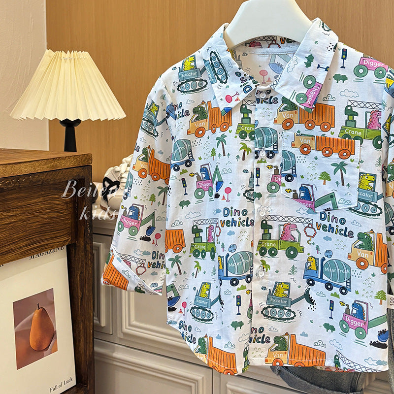 Kids' shirts: new  styles for boys - stylish cotton cartoon shirts for spring and autumn. casual turn-down collar cardigans for toddlers and young children