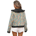 European and american cross-border e-commerce spring new arrivals:  ruffle peter pan collar denim jacket - short, jacquard, women's - youthful style