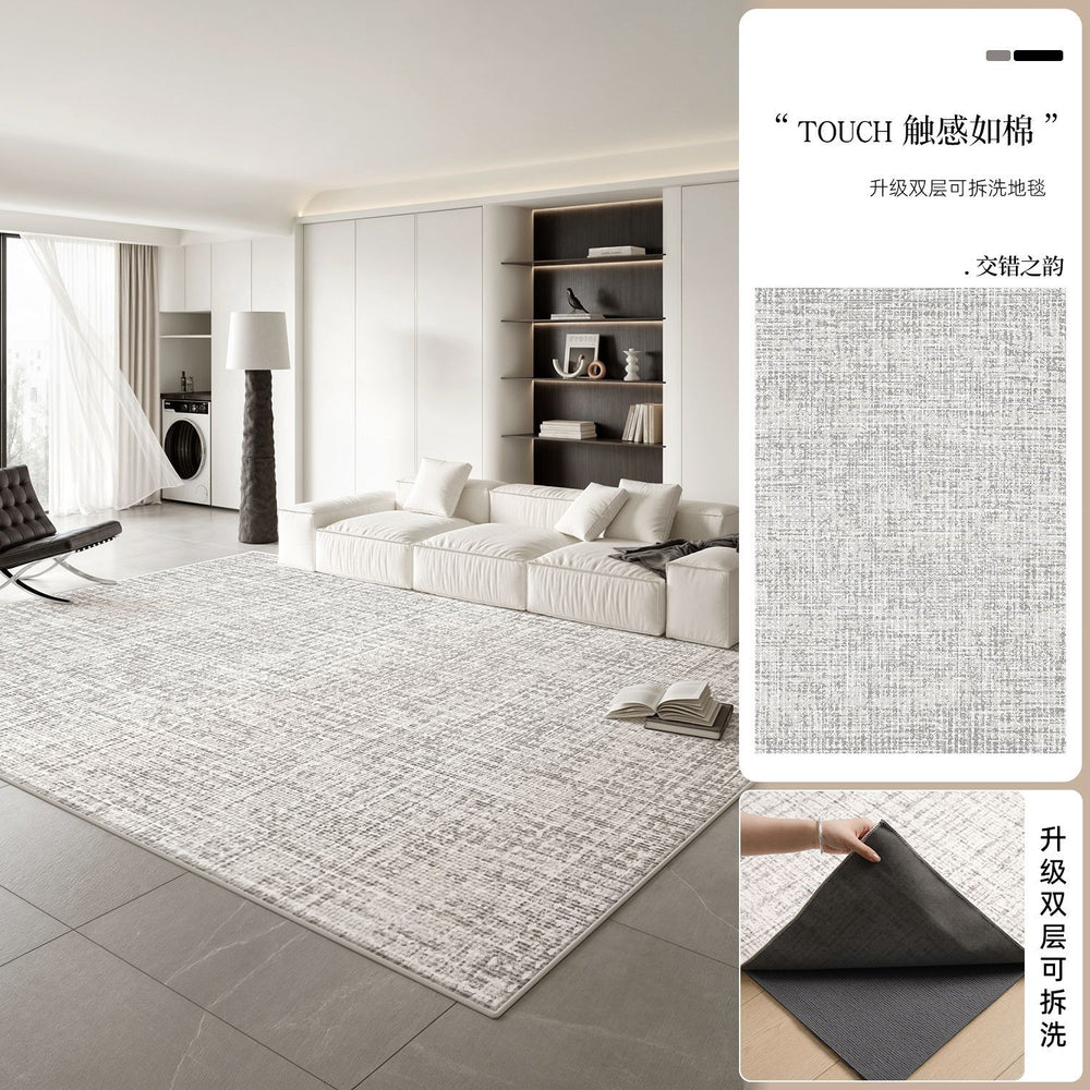Removable and washable double-layer carpet cream style  new machine washable glue-free carpet floor mat can be wiped over a large area