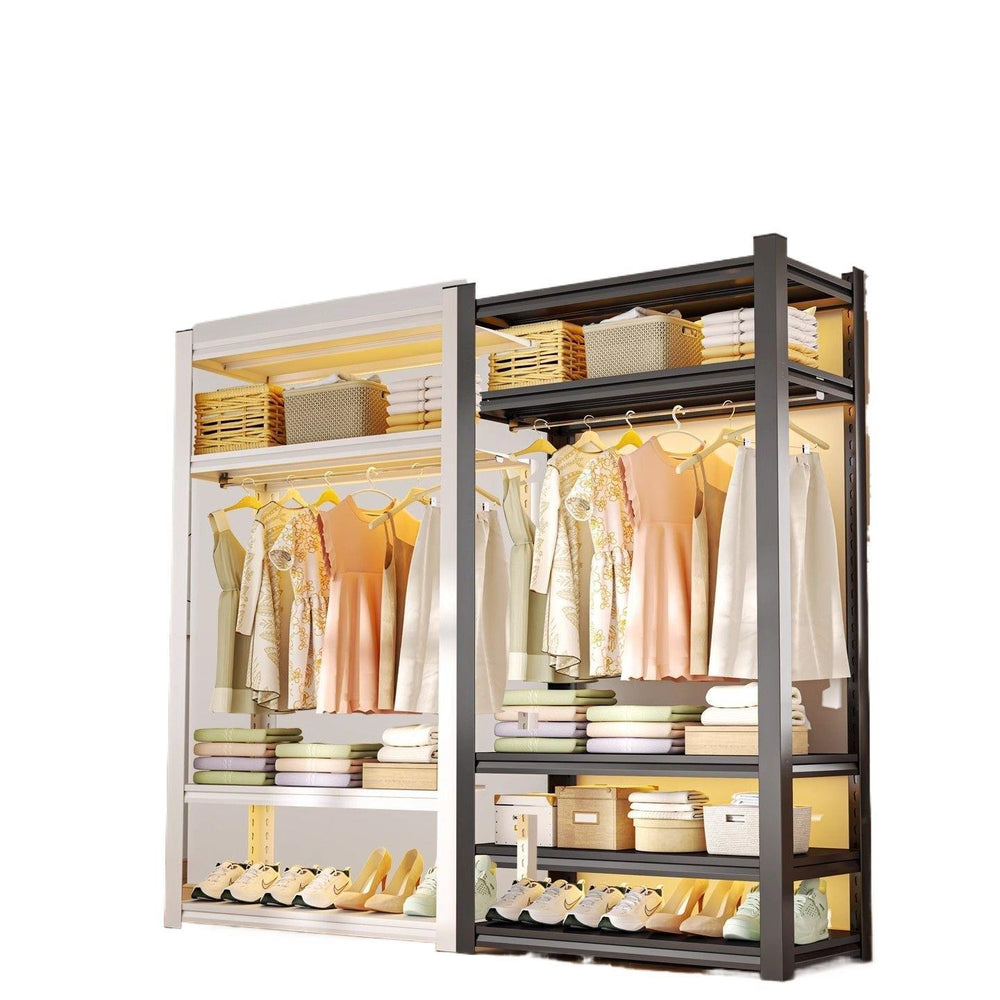 For homeopen shelf wardrobe simple perforated board coat rack floor-standing multi-layer steel storage shelf