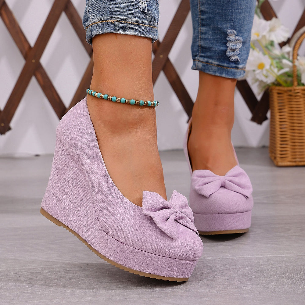 export plus size spring/autumn round toe suede fashion flats women's spring/autumn new waterproof platform wedge heel chunky sole flats