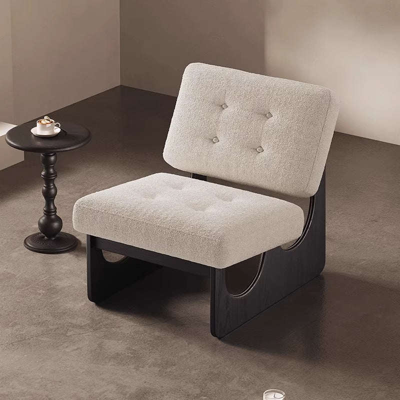 Solid wood single sofa chair - nordic mid-century designer style - living room, balcony, bedroom leisure chair - armless retro mesh