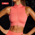 new arrival zipper tops female hot girl running bubble wrap sleeveless sports vest breathable fitness clothing wholesale