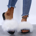 Amazon export one-character plush home cotton slippers women's autumn and winter new fashion outwear fur slippers wholesale
