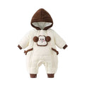 Korean style baby romper - winter fleece lined, extra thick, warm, cute cartoon design for boys and girls